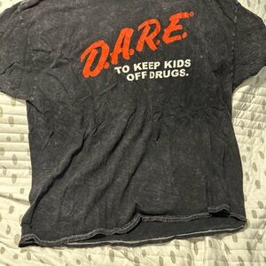 DARE To Keep Kids Off Drugs Black Acid-Washed T-Shirt XL